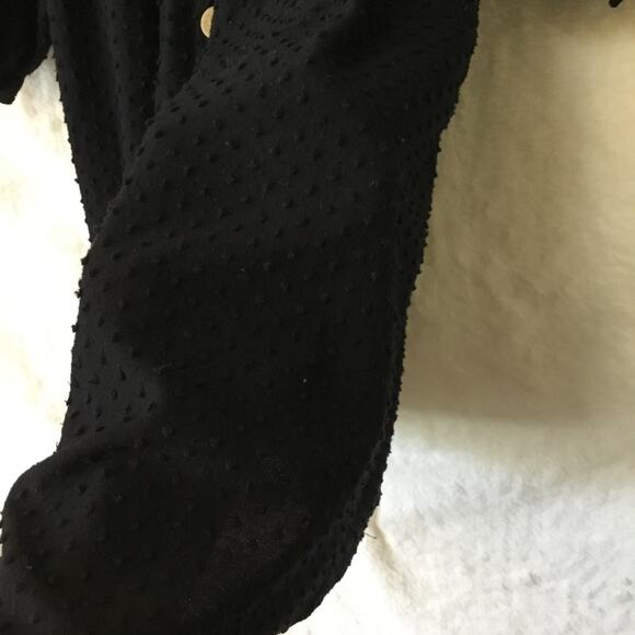 W5 Black Swiss Dot Puff Sleeve Button-Up Top - Picture 7 of 8